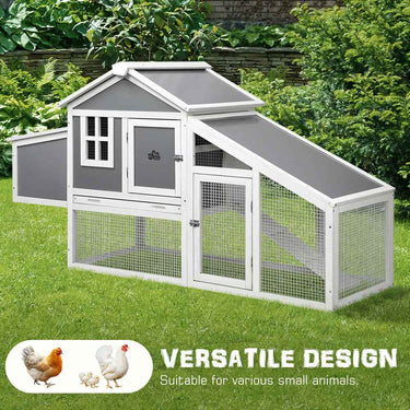 Chicken Coop Rabbit Hutch Large Wooden House Run Hatch Box Open Roof